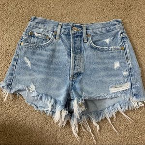 AGOLDE Parker Swapmeet distressed denim shorts size 24